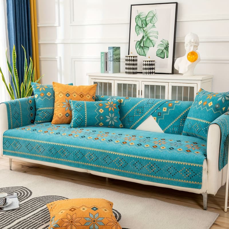 2026 New Cross-border Drop Shipping 1 Bohemian Chenille Sofa Cover Geometric Embroidery Sofa