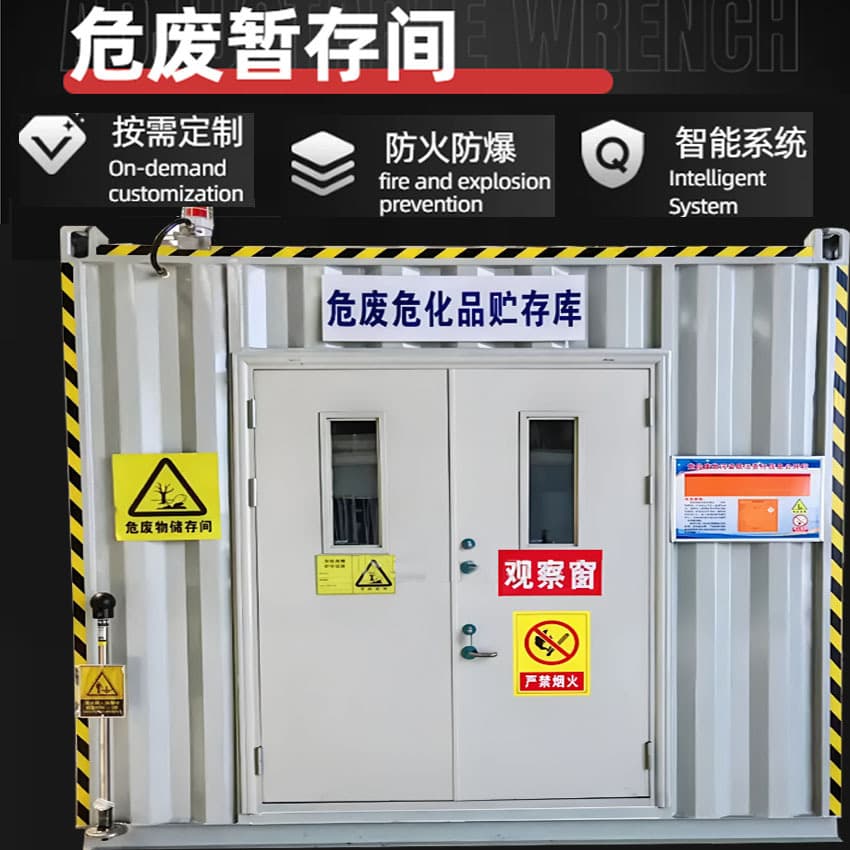 Mobile explosion-proof hazardous waste storage room, mobile containerized hazardous waste temporary storage room