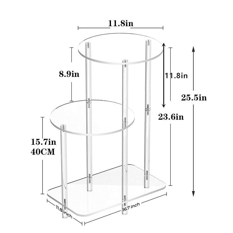 Acrylic Round Side Table 3-Tier Step Side Table Transparent Nightstand Small Bedside Table Decorative Entry Table