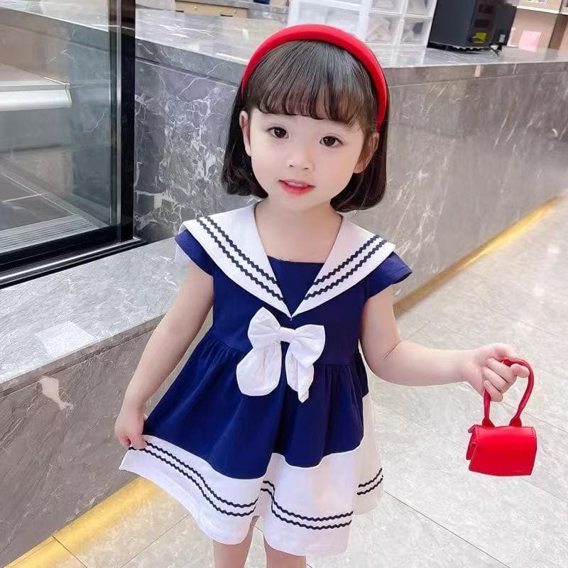 Baby Clothes, Summer Wear, Thin Cotton, Cute and Super Cute Navy Style Dress for Baby Girls, Princess Dress, Fashionable