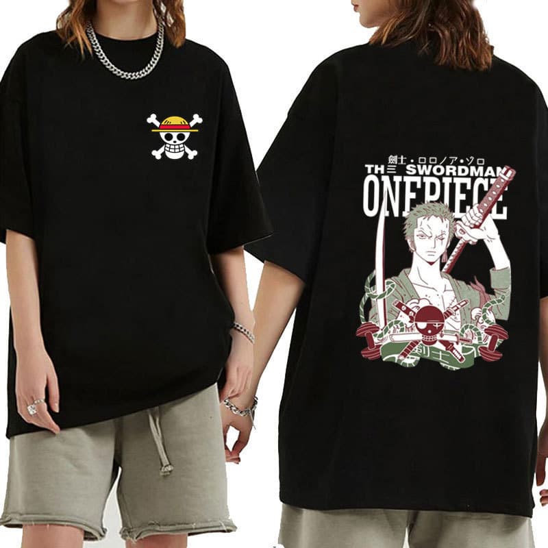 Anime One Piece Zoro Roronoa Zoro Luffy Printed Short-Sleeved T-Shirt Men's Clothing