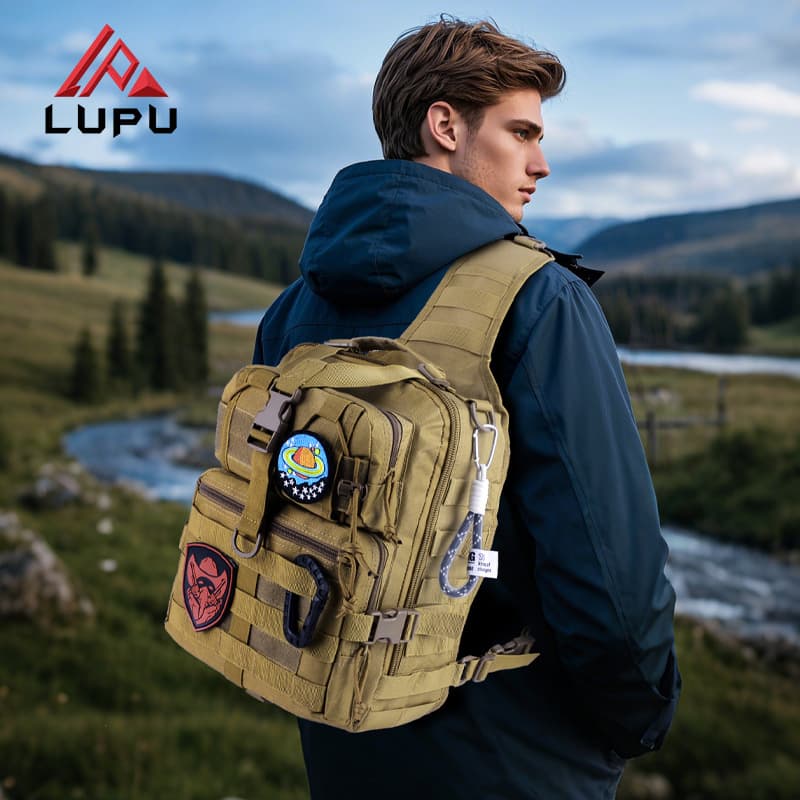 Casual Single Shoulder Crossbody Bag Tactical Extra Large Chest Bag Multi-Functional Trendy Backpack Sports Cycling Waterproof Oxford Cloth Men