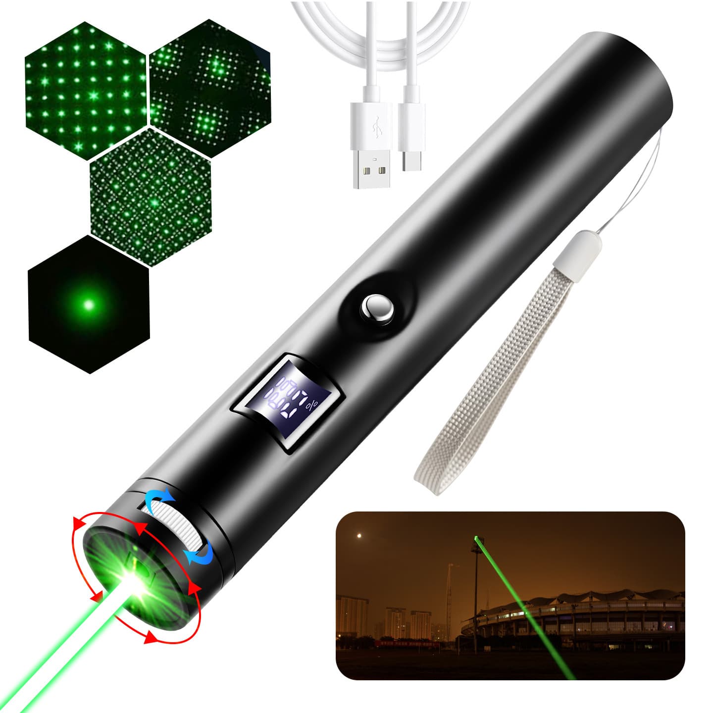 New electric display rechargeable infrared laser pointer indicator light green light sand table sales pen starry sky laser light laser pen