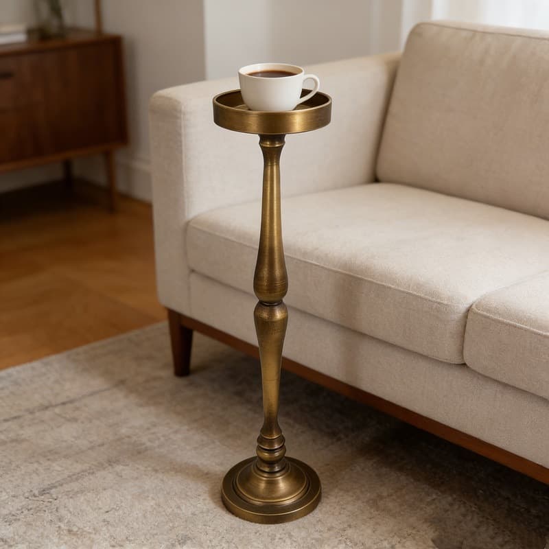 Cross-border Hot Selling American-style Vintage Bronze Coffee Stand Iron Tall Candle Holder Living Room Sofa Leisure Small Side Table