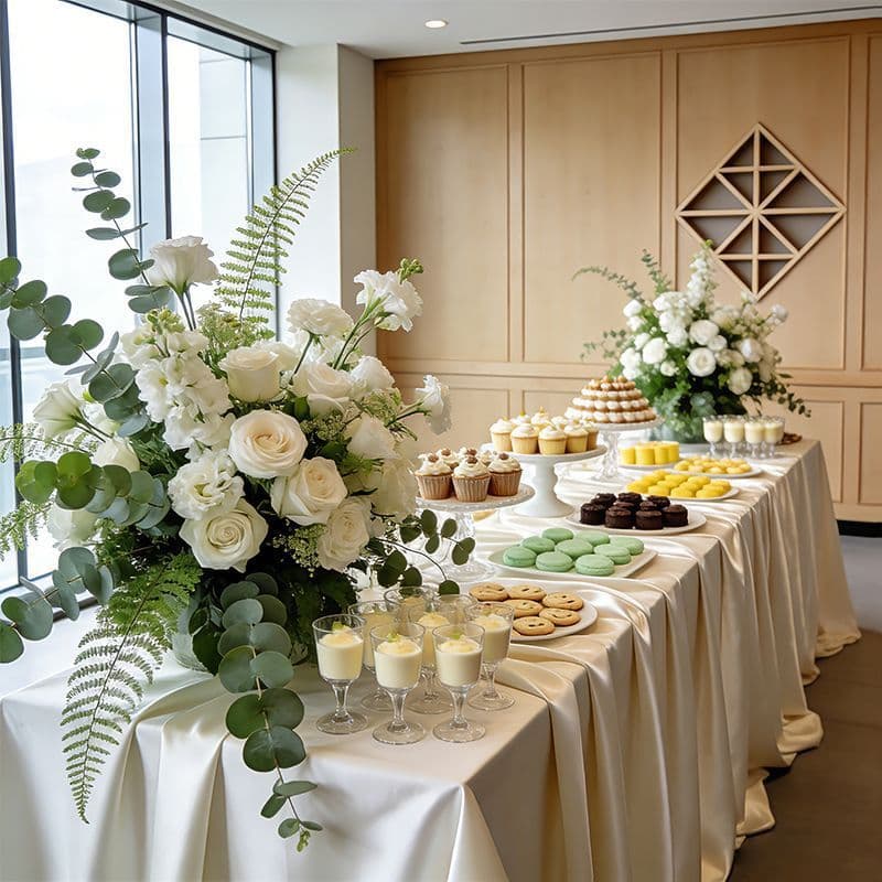 Dessert table tablecloth white event tea break light luxury high-end silk satin birthday tablecloth conference tablecloth