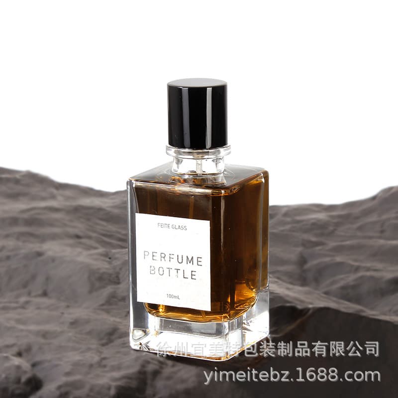 New rectangular glass perfume bottle 30ML50ML100ML transparent bayonet spray perfume bottle