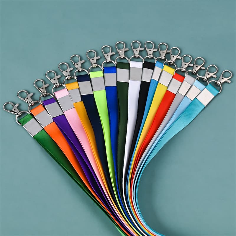 Colorful polyester lobster clasp badge reel for work IDs, membership cards, exhibition passes, student IDs, with silk-screen or heat transfer printing options, customizable lanyards for factory badges.