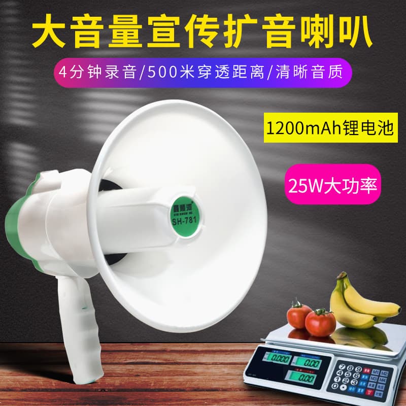 Lithium Battery Recording Megaphone for Street Sales, Loud Handheld Microphone with Charging