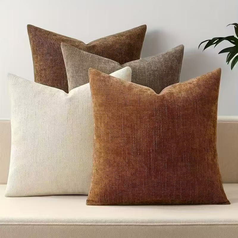 Cross-border American Vintage Soft Textured Chenille Throw Pillow Decorative Pillow Cover Solid Color Cushion Cover Without Insert Sofa