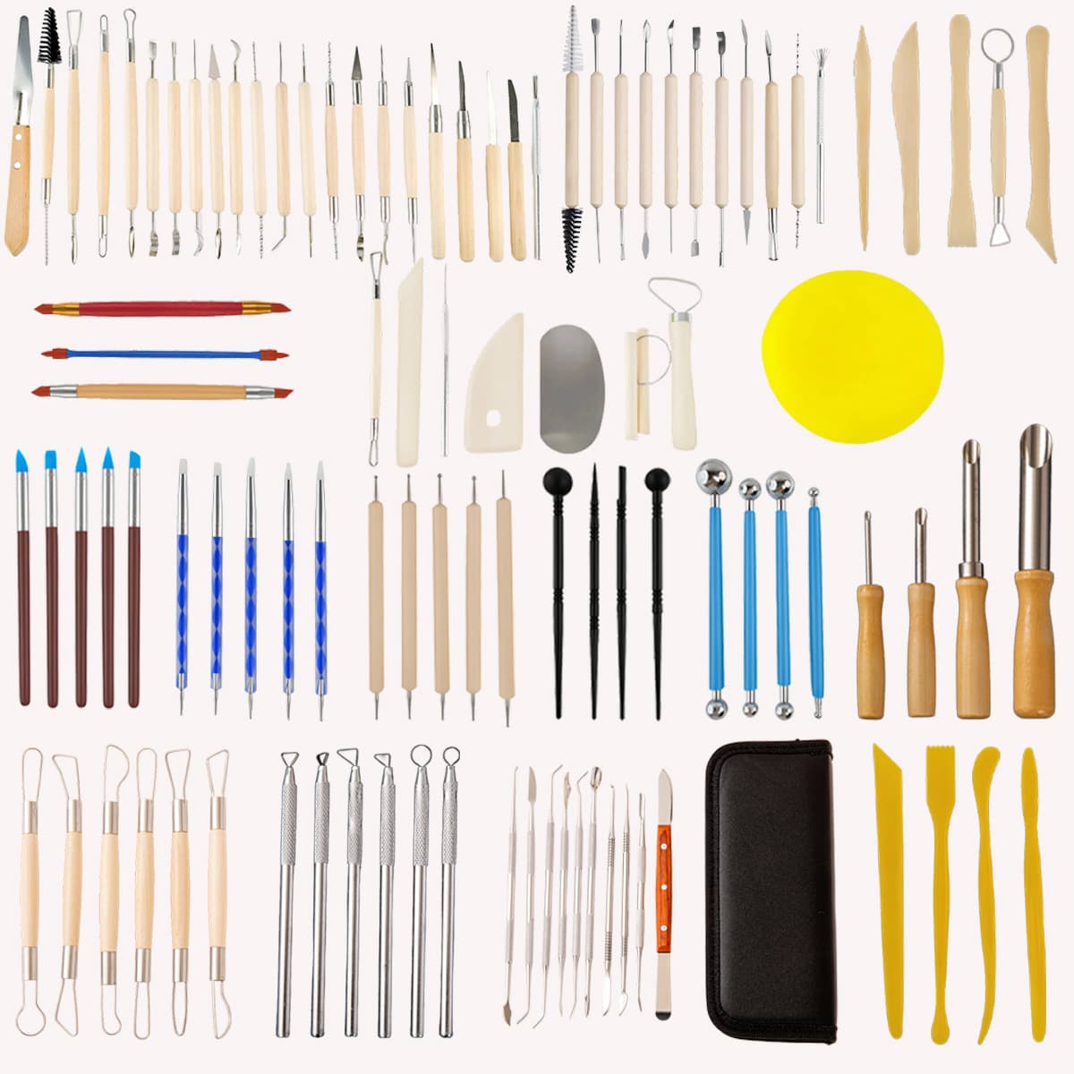 Cross-border Ceramic Tool Roll-up Bag Set, Wooden Pottery Soft Clay Sculpture Knife, Clay DIY Tool Wholesale