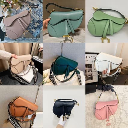 2025 New Dio Home Genuine Leather Palm Pattern Plain Saddle Bag Shoulder Crossbody Handheld Women's Bag Real with Logo