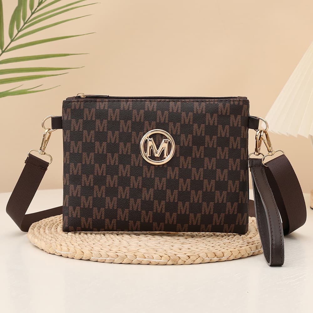 New Cross-Border Best-Selling Shoulder Bag with Patterned Letters, Retro Fashion Crossbody Bag with Wide Strap