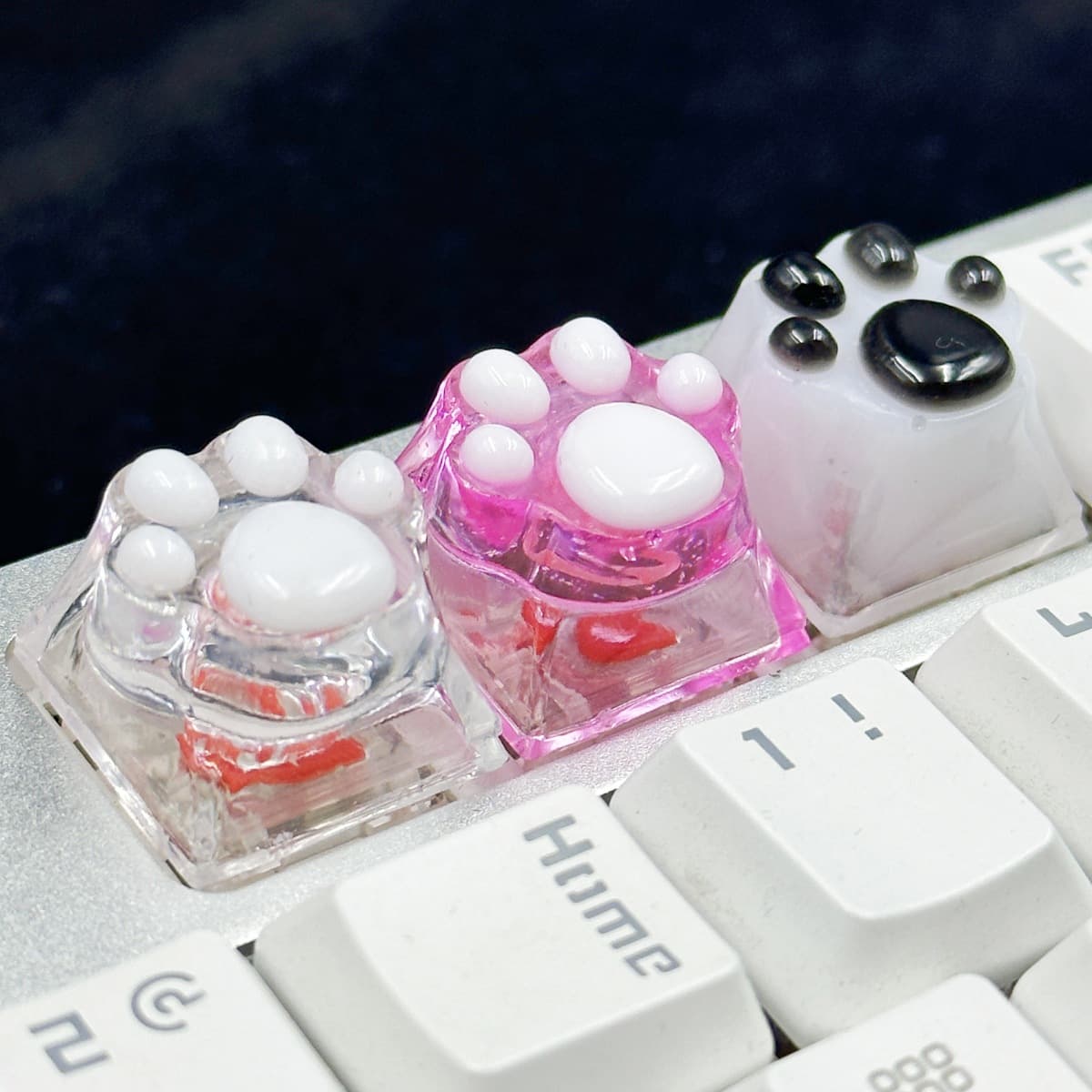 Transparent Glue Cat Claw Keycaps Cute Cartoon Office Cross Axis Mechanical Keycaps DIY Batch Through Light Key Switches
