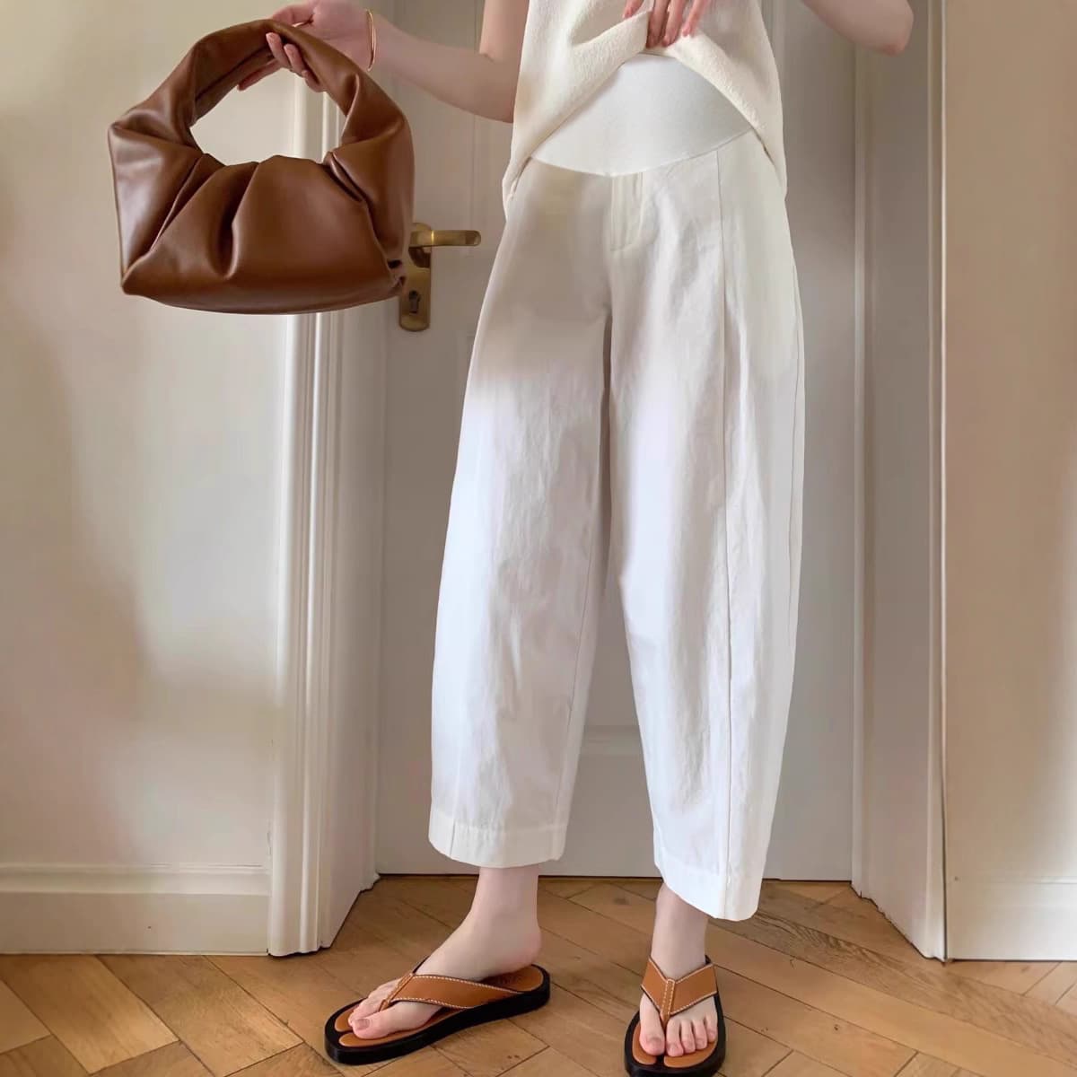 Maternity Pants Spring New Loose Wide Leg Pants Cover Belly Cropped Harem Pants Carrot Pants Summer 1520