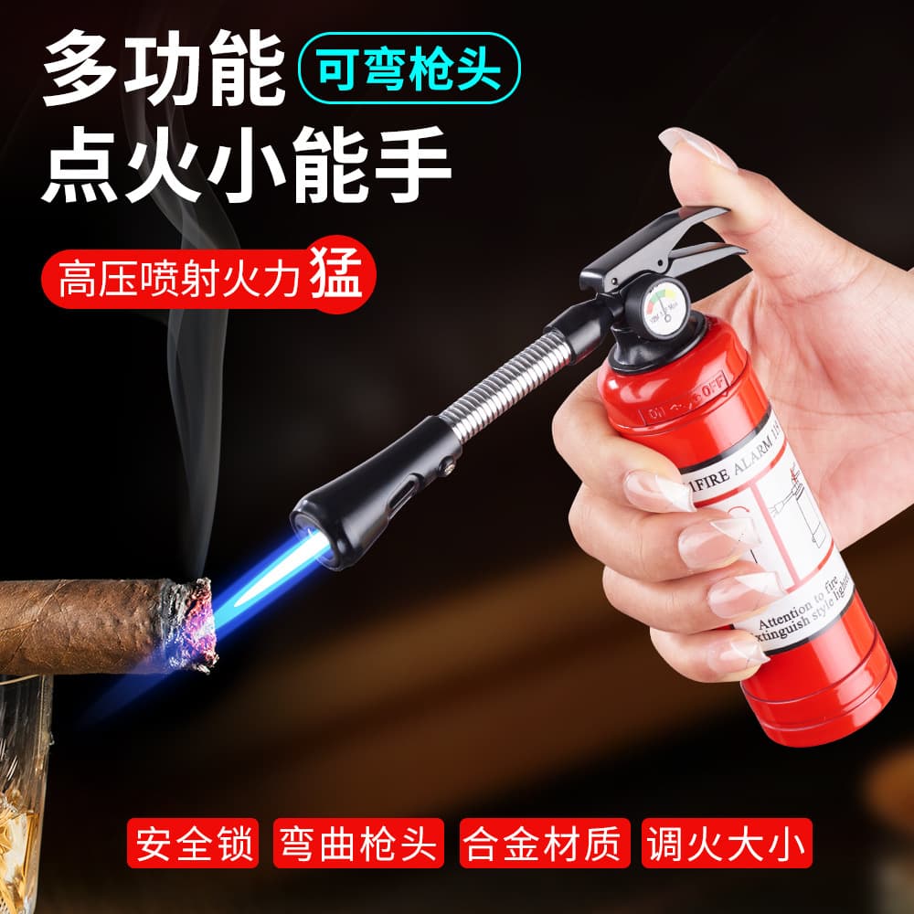 Novel Multi-Function Lighter with Flexible Hose Flame Gun, Fire Extinguisher Shape Refillable Lighter Wholesale