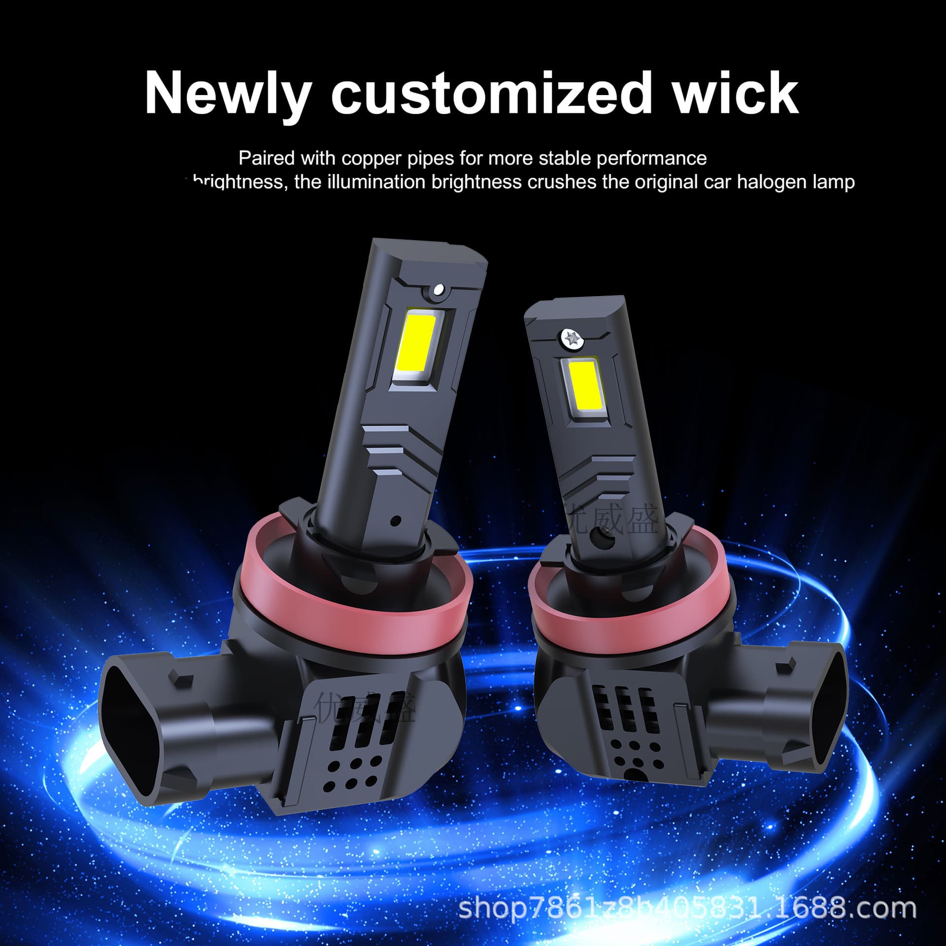 LED headlights ultra-bright focused automotive bulb modification, direct plug high/low beam fog light three-color waterproof cross-border