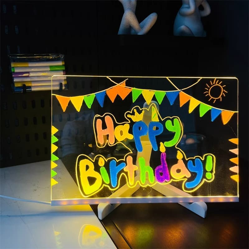 Illuminated erasable acrylic transparent message board, advertising board, luminous advertising board, fluorescent drawing board