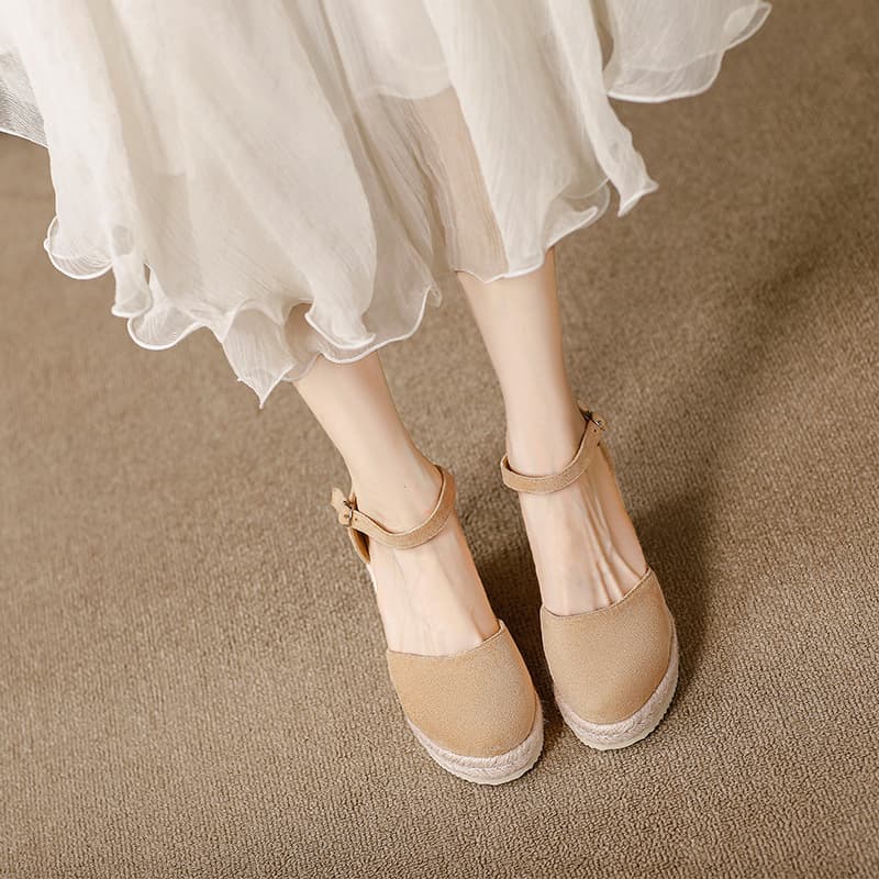 Women's Woven Wedge Sandals Summer Platform High Heels Fashion Casual Buckle Sandals