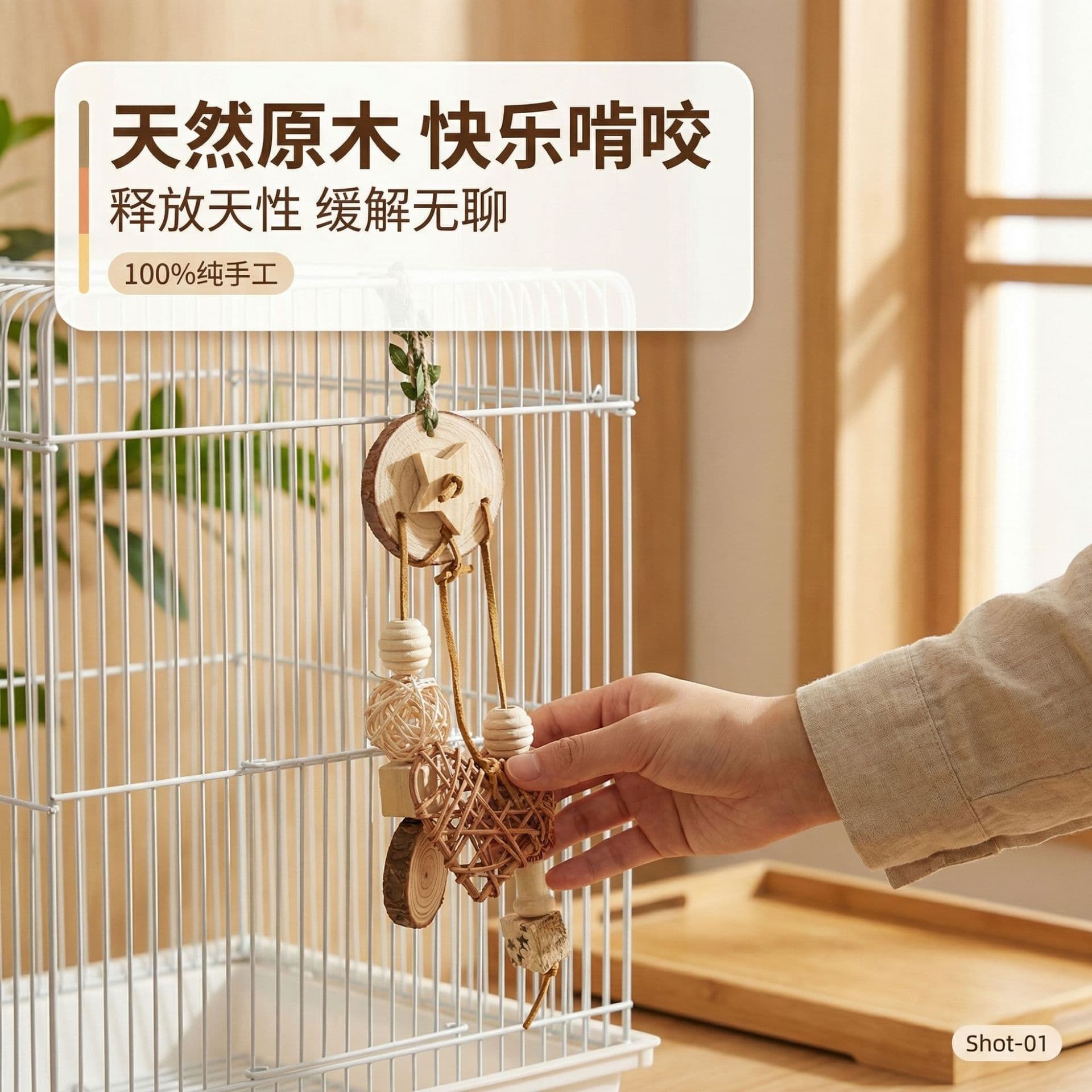 Parrot bird toy chewing beak grinding toy takraw ball wooden birdcage decorative pendant parrot toy spot wholesale
