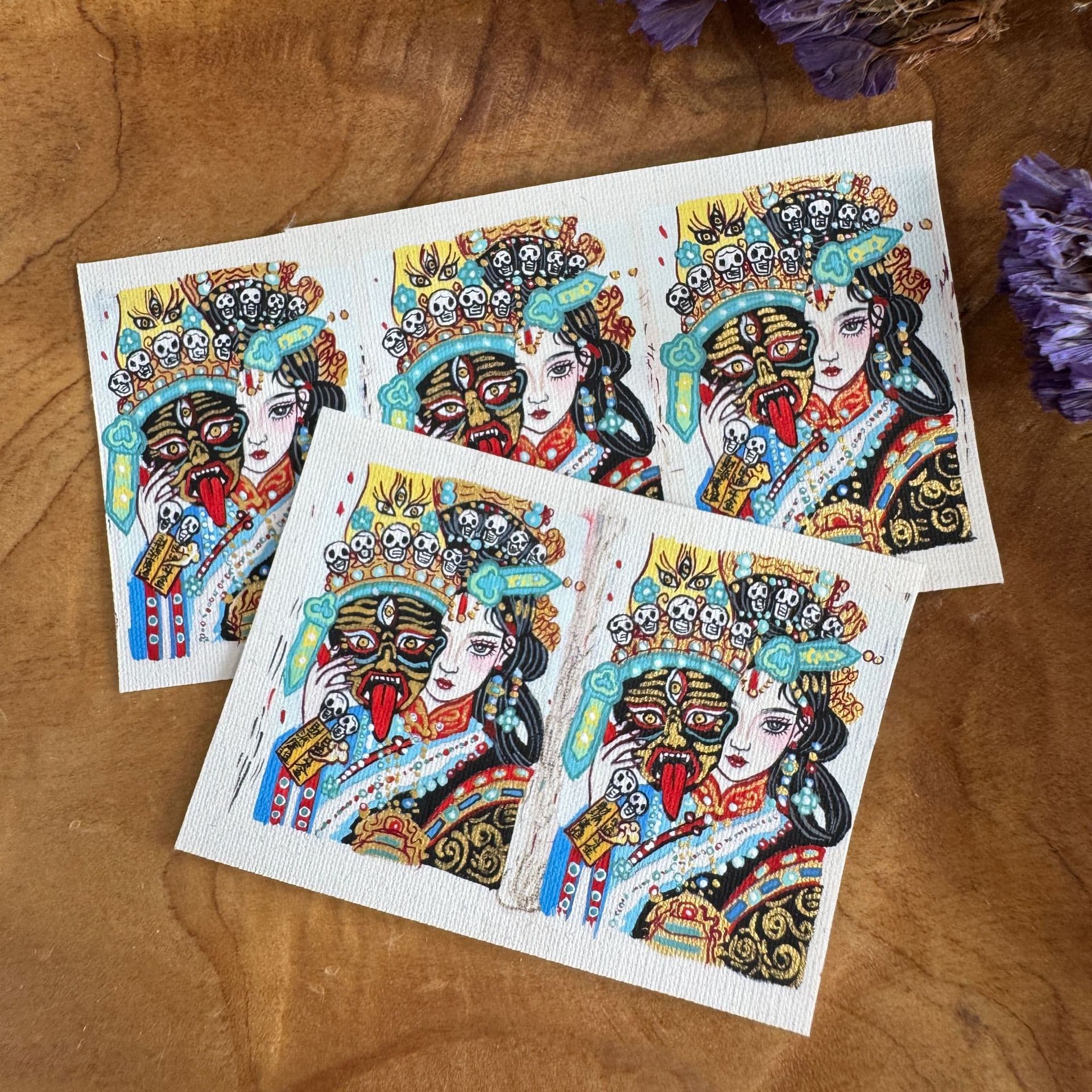 Tibet Regong Nepal Pure Hand-painted Past and Present 2*3 Card Core