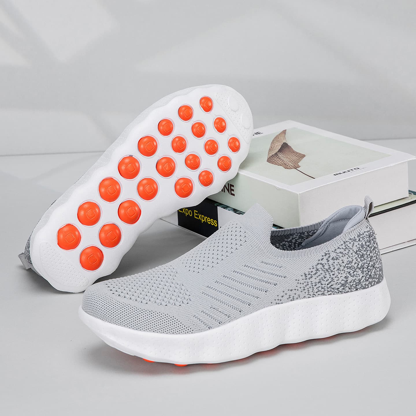Wide Toe Large Size Walking Shoes Men Massage Sole Wide Last Breathable Mesh Shoes Men Summer Slip-On One-Step Casual Shoes Men