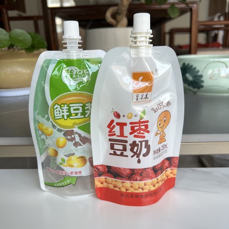 Custom high-temperature resistant jujube soy milk spout bags, hydrogen-rich water aluminum foil bags, sea buckthorn puree yogurt colored bags
