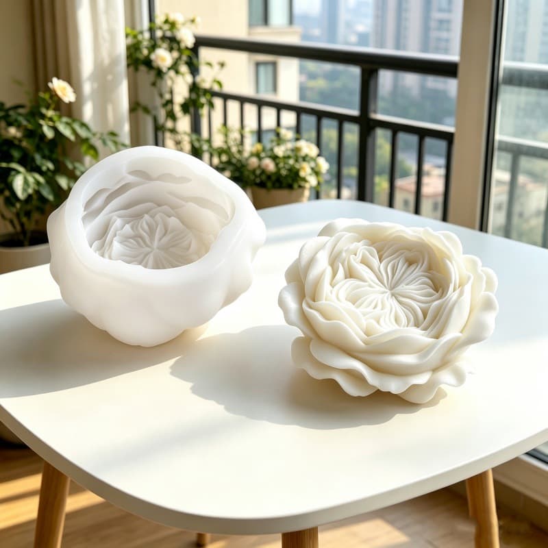 Cross-border Flower Aromatherapy Candle Silicone Mold DIY Austin Rose Flower Cake Candle Resin Home Decoration Mold