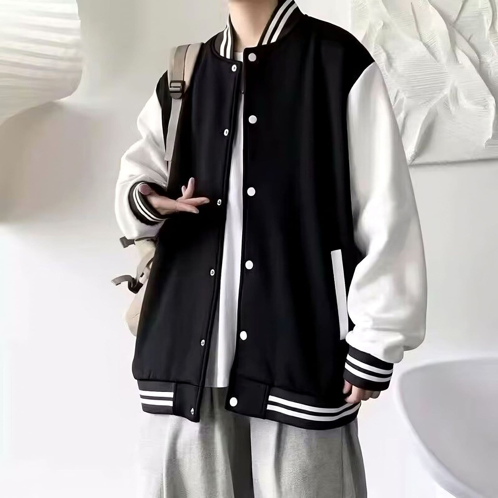 Dropshipping Casual Sports Jacket for Men, Simple and Versatile Baseball Jacket, Loose and Trendy Jacket for Men