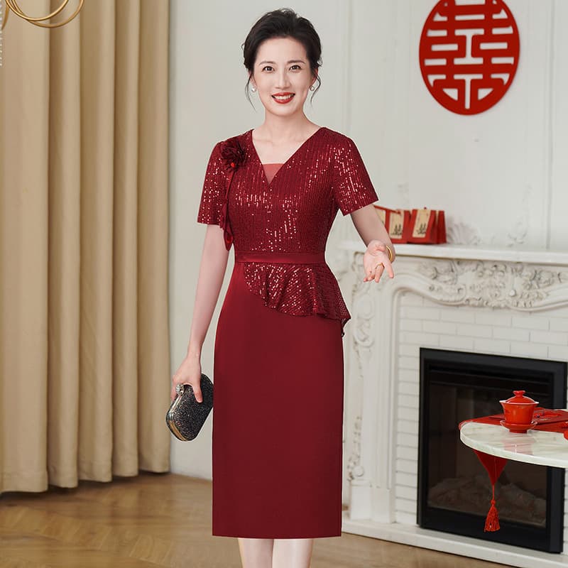 Spring and Summer Wedding Mother Dress High-End Light Luxury Mother of the Groom Dress Wearable for Daily Use Wedding Dress