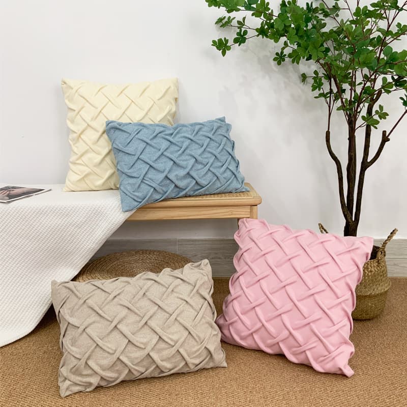 Ins Solid Color Xuefunie Cotton Linen Wrinkle Throw Pillow Cover Office Back Cushion Sofa Seat Lumbar Pillow Pad