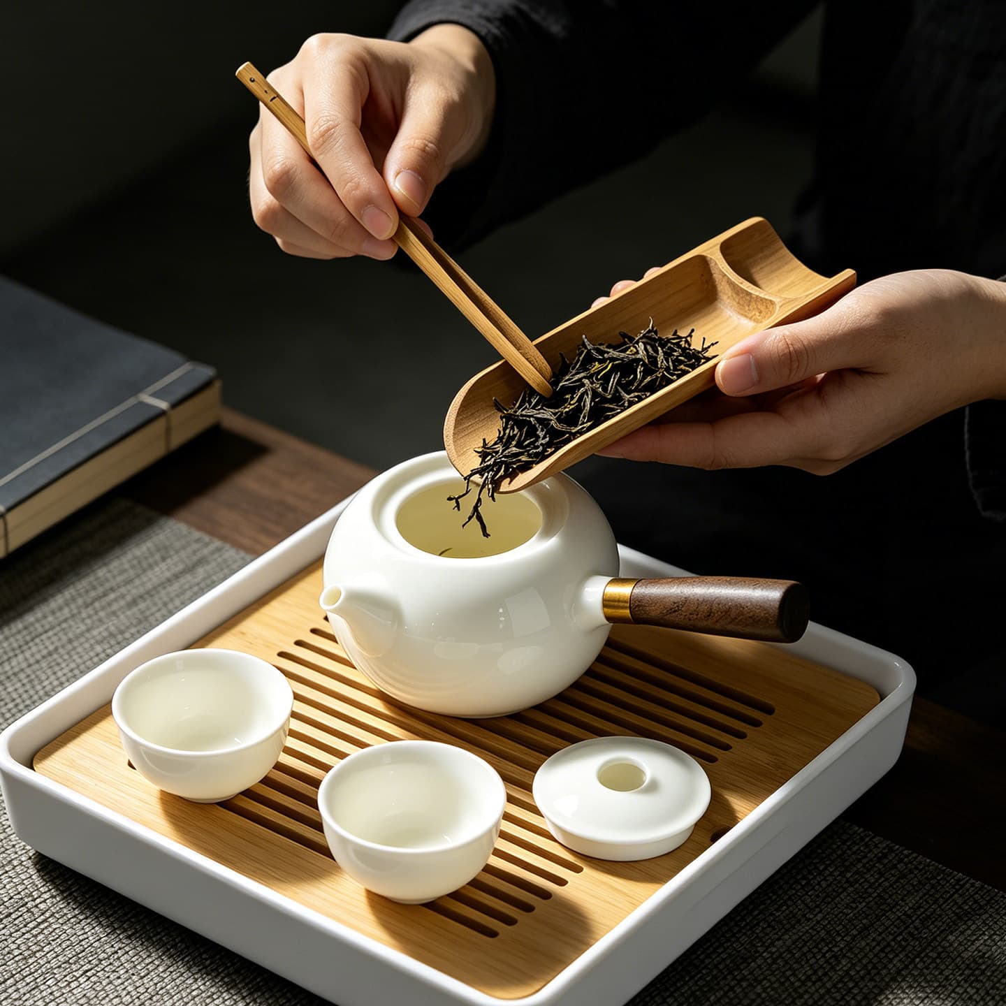 Chinese-style household mutton-fat jade porcelain side handle kettle with filter Kung Fu tea single pot retro high-end anti-scalding simple light luxury