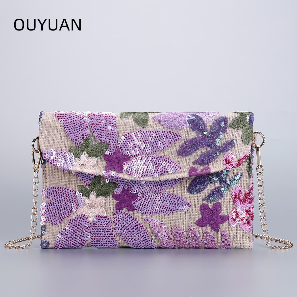 Cross-Border Women's Bags, High-End Shoulder Bags, Sequined Clutch Bags, Chain Fashion Women's Evening Bags, Lightweight Niche Envelope Bags
