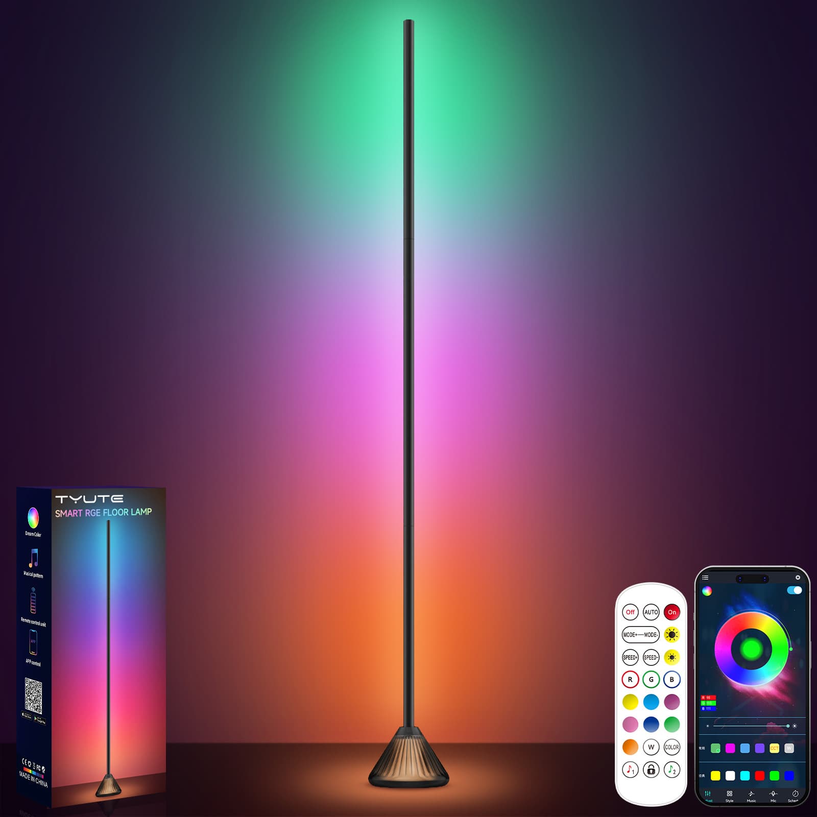 Color-changing Floor Lamp Living Room Bedroom Bluetooth Floor Lamp Remote Music Ambient LED Full-color Corner Light