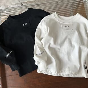 Korean Style Boys Girls Kids Spring T-Shirt Crew Neck Pure Cotton Stylish New Pullover Long Sleeve Loose Trendy