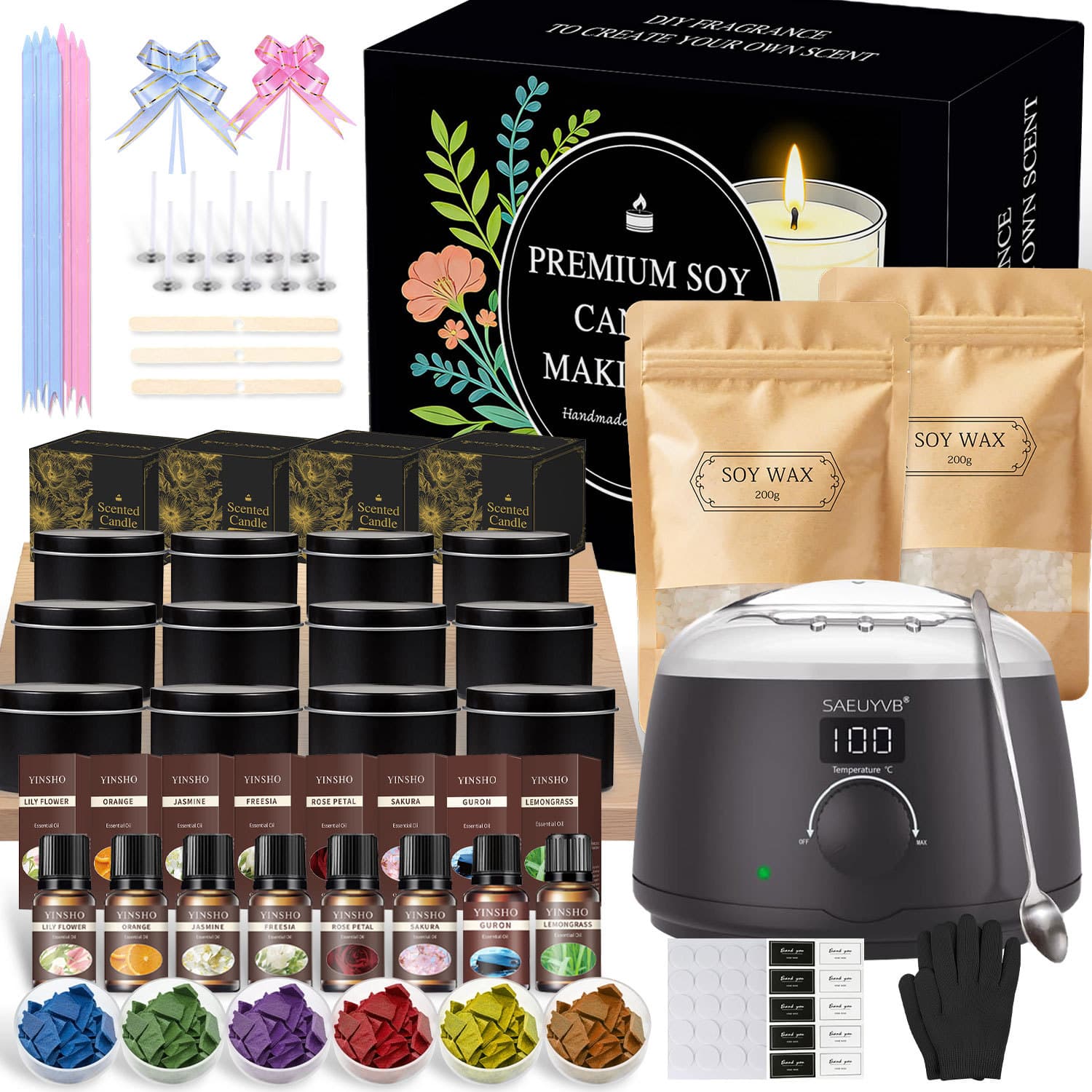 Aromatherapy Candle DIY Tools Soy Wax Handmade Melting Wax Material Kit Candle Making Set Wholesale Cross-border