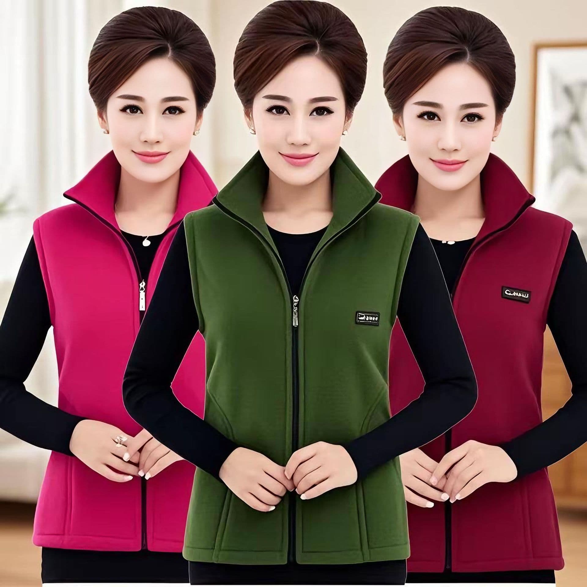Autumn, Winter, and Spring Polar Fleece Vest for Women, Sleeveless Loose Warm Sleeveless Top, Mother Style for Middle-Aged and Elderly, Fleece Casual Vest