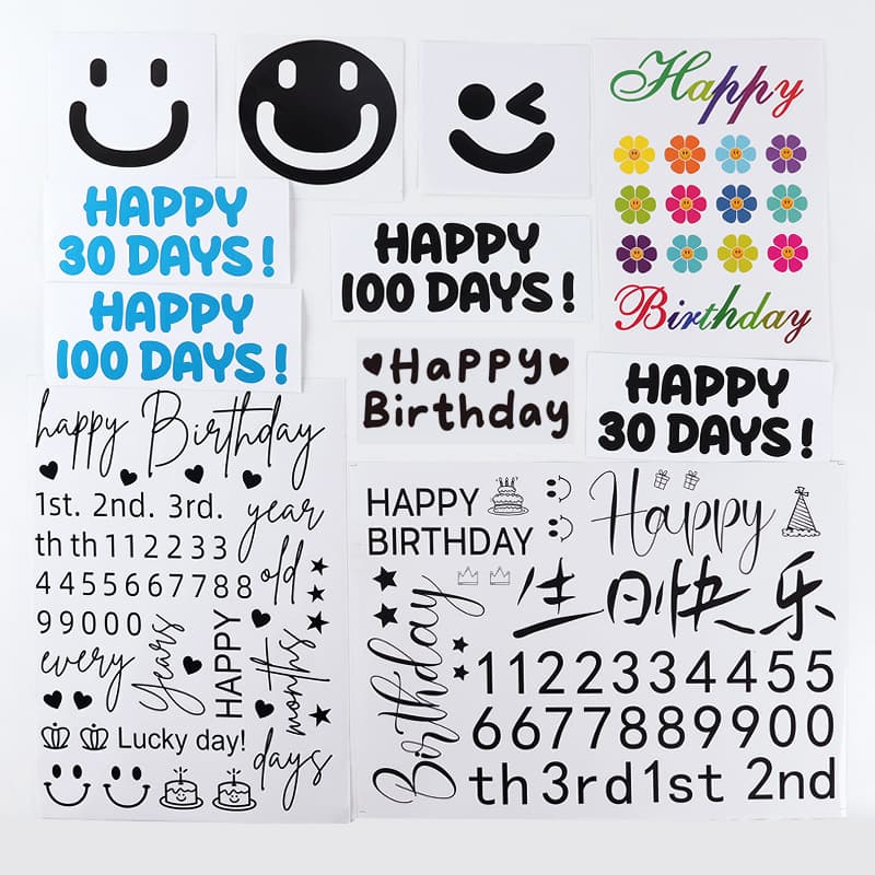 DIY Smiley Face Sticker One-year Proposal Bobo Ball Sticker Full Moon 100 Days Happy Birthday Korean Version English Balloon Sticker
