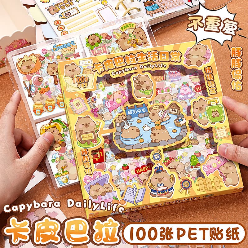 Cross-border PET Cartoon Stickers Cute Scrapbook Collage Kids Girls Scrapbook Supplies DIY Non-repeating Miniature Stickers