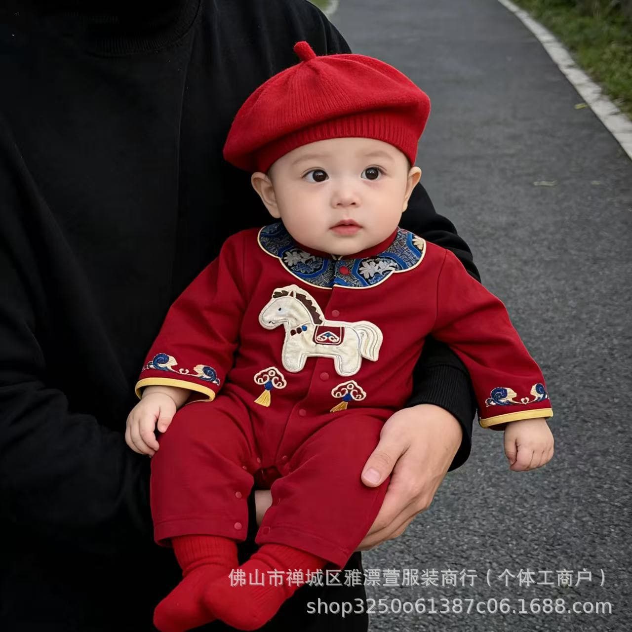 Baby New Year Outfit for Boys and Girls, Chinese Style Festive Red Romper for Spring, Birthday and New Year