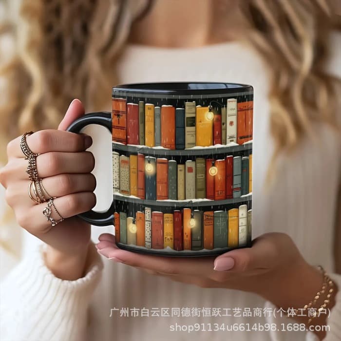 Cross-border Winter Bookshelf Mug Winter Bookshelf Mug
