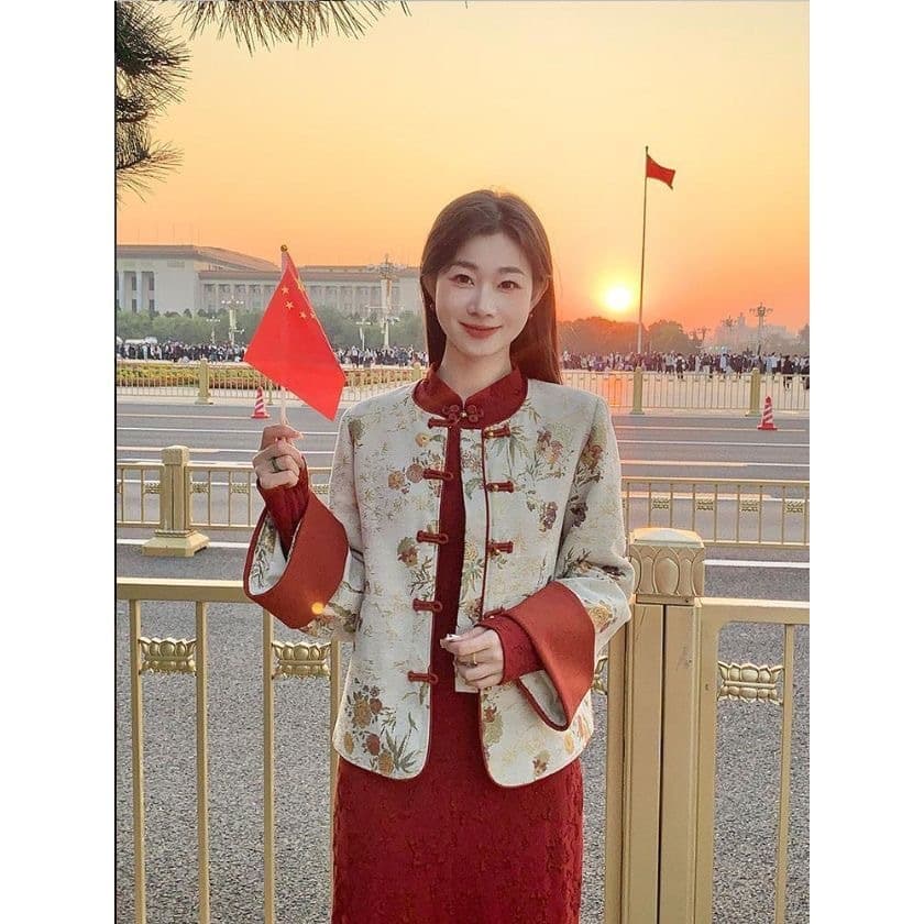 New Chinese style national style [Splendid Years] Retro noble coat improved cheongsam autumn and winter temperament cool dress