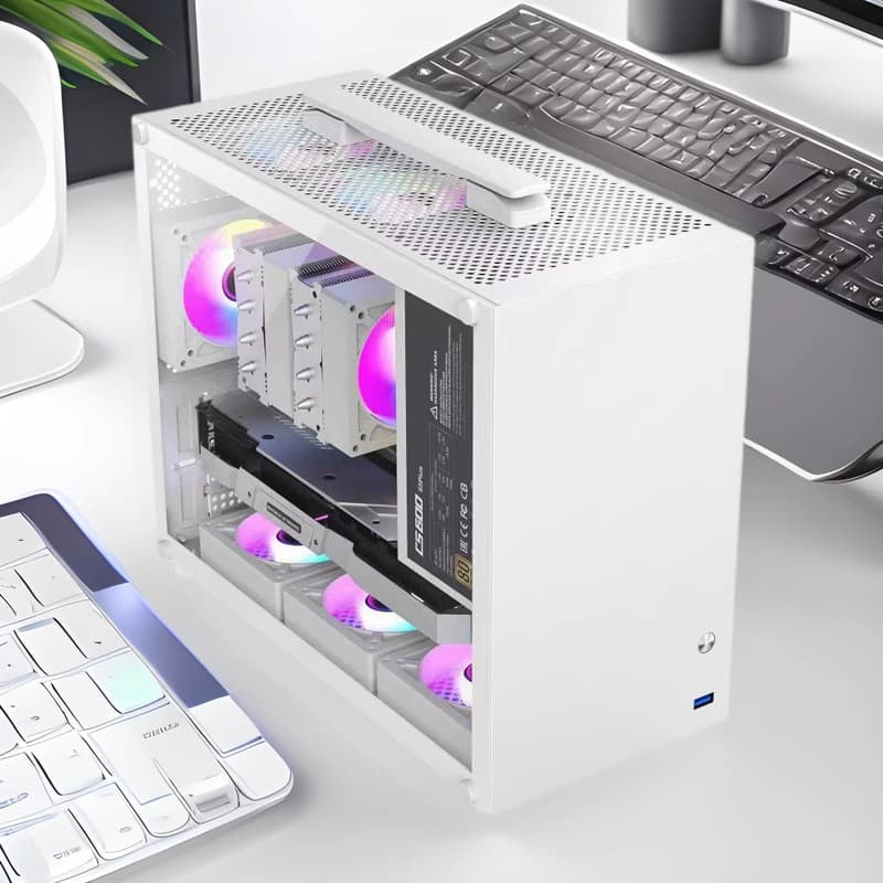 Cross-border New Mini Portable Handheld Small Case MATX Gaming Desktop Small Case Tempered Glass Side Panel