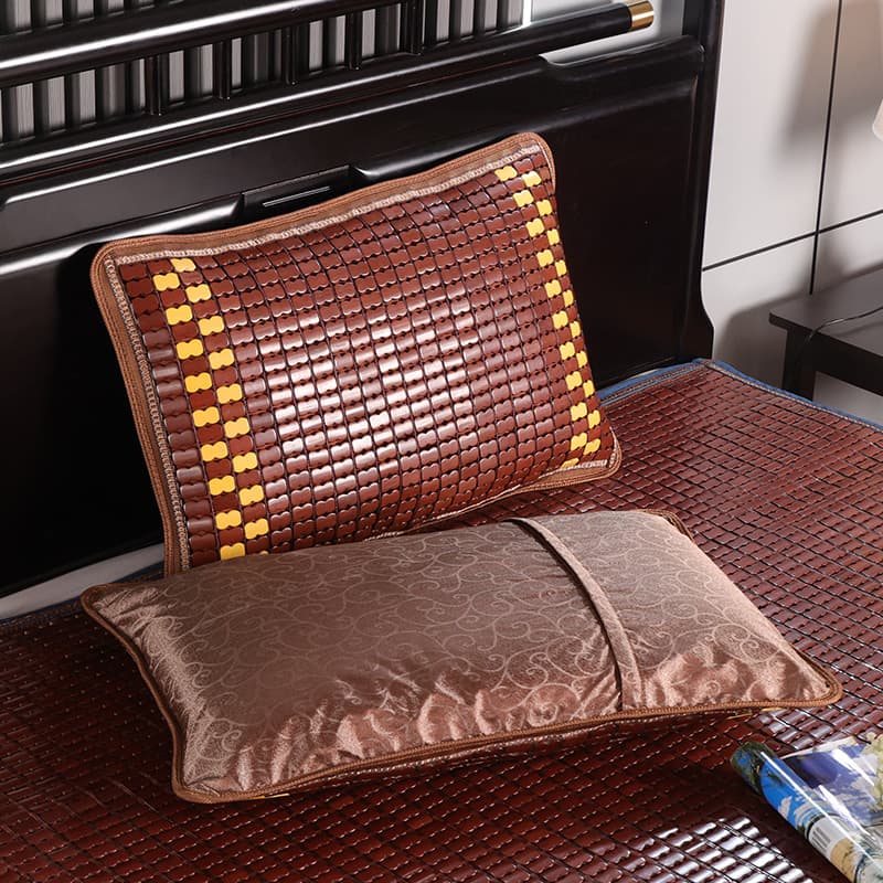 Mahjong-themed summer cooling mat pillowcase, fabric-reinforced lace pillow cushion, carbonized bamboo cooling pillow, all-bamboo single pillowcase.