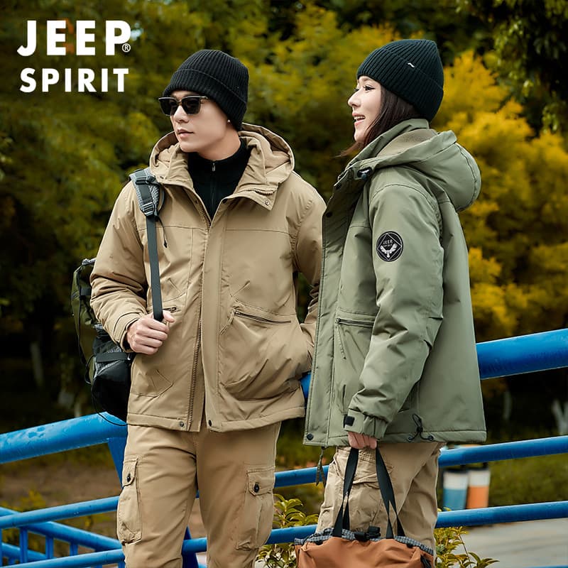 Jeep Casual 2025 Autumn/Winter New Thick Jacket Men's Fashion Outdoor Multi-Pocket Jacket Fleece Lined Coat Men 2113A