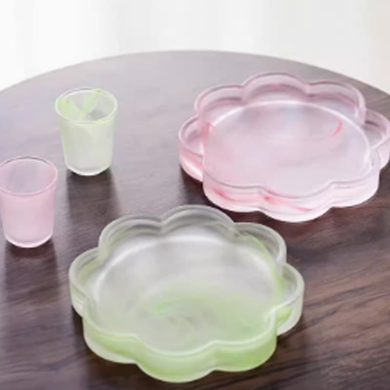 Petal Crystal Glass Pot Stand, High-End Pot Mat, Zen Dry Brewing Platform, Tray Tea Stand, Japanese Single-Layer Tea Set Accessories