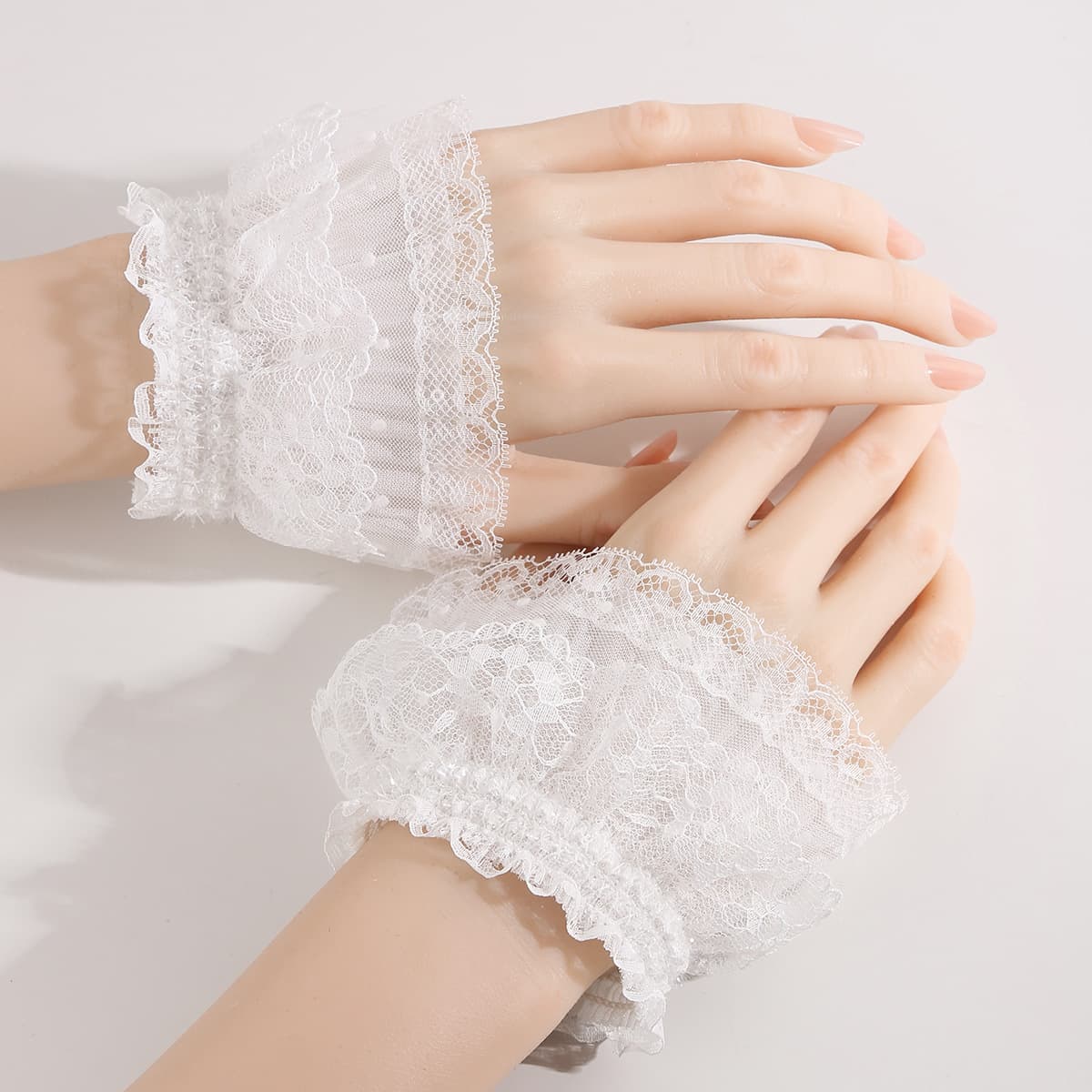 Lace Trim Arm Sleeves Lolita Girl Cuff Sunscreen Tattoo Cover-Up Gloves Women Fake Sleeves