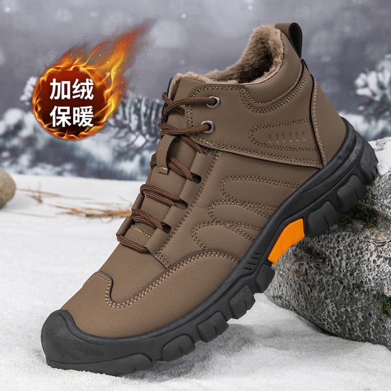 Winter Thick Cotton Martin Boots for Men, Fleece-Lined and Insulated Outdoor Hiking Shoes, Warm Winter Footwear