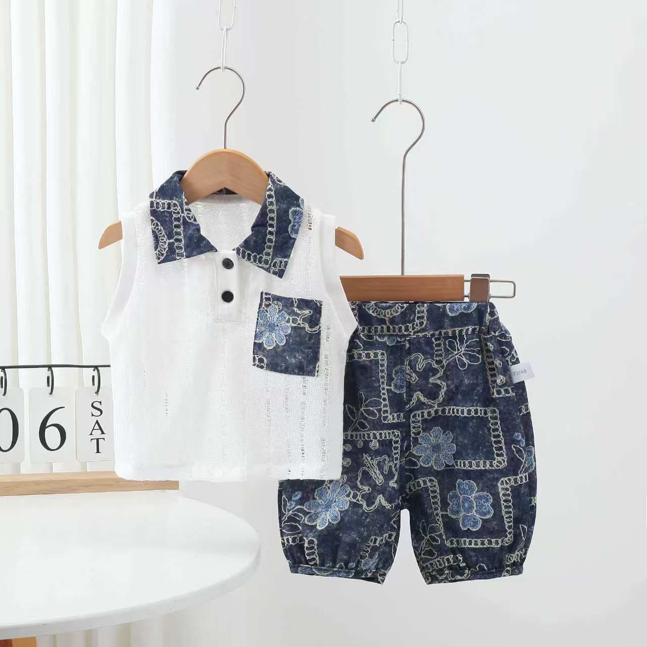 Boys Summer Suit 2025 New Children's Summer Vest Mosquito Pants Two-piece Set Boys Handsome Fashionable Casual