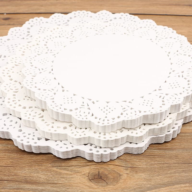 Round flower base paper, lace paper for fried snacks, food liner, placemat, coaster, oil-absorbing paper, baking paper, round flower base paper
