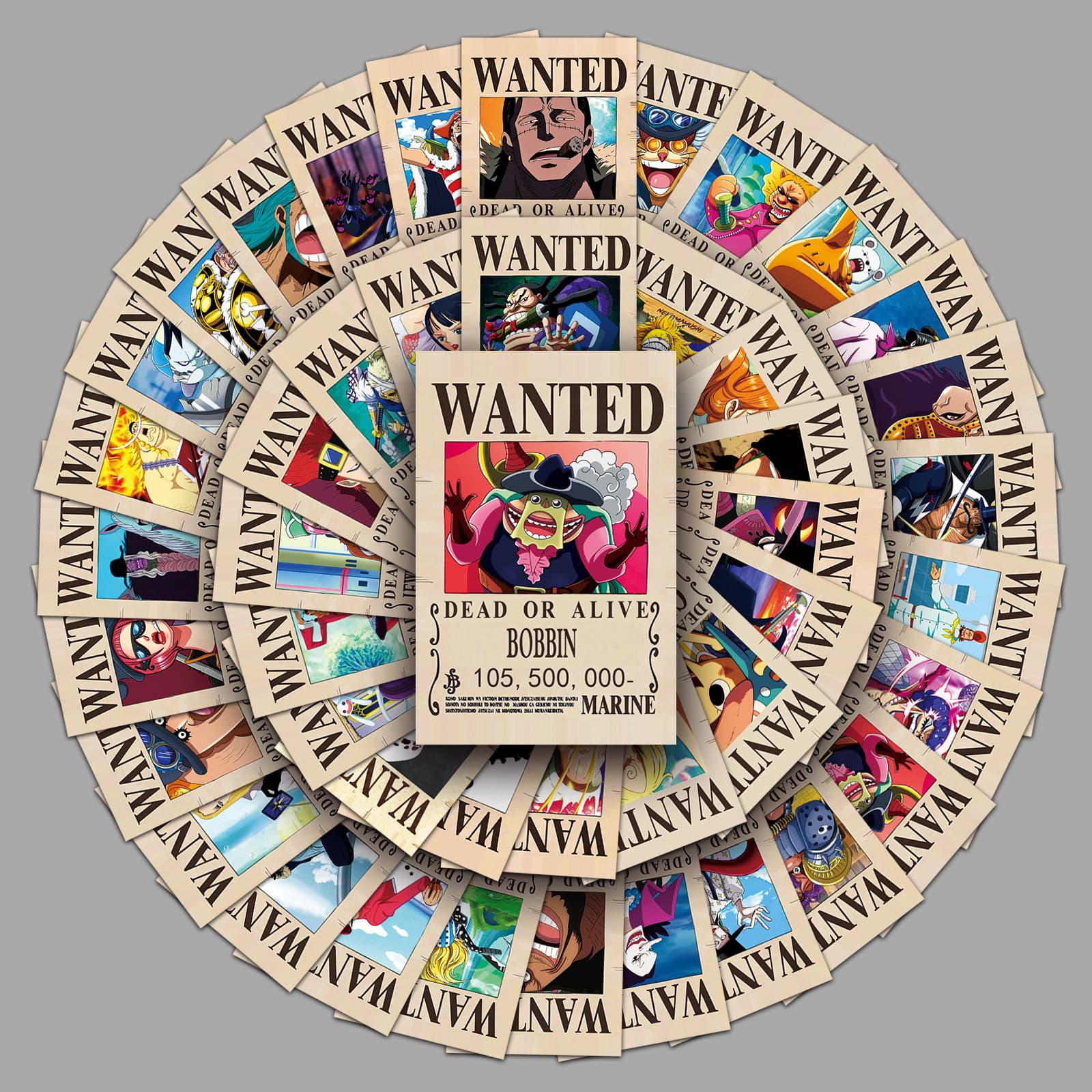 ONE PIECE Wanted Poster Stickers 50 Pcs Anime Decoration Waterproof Mobile Phone Case Sticker Cute Style Paper Craft Supplies